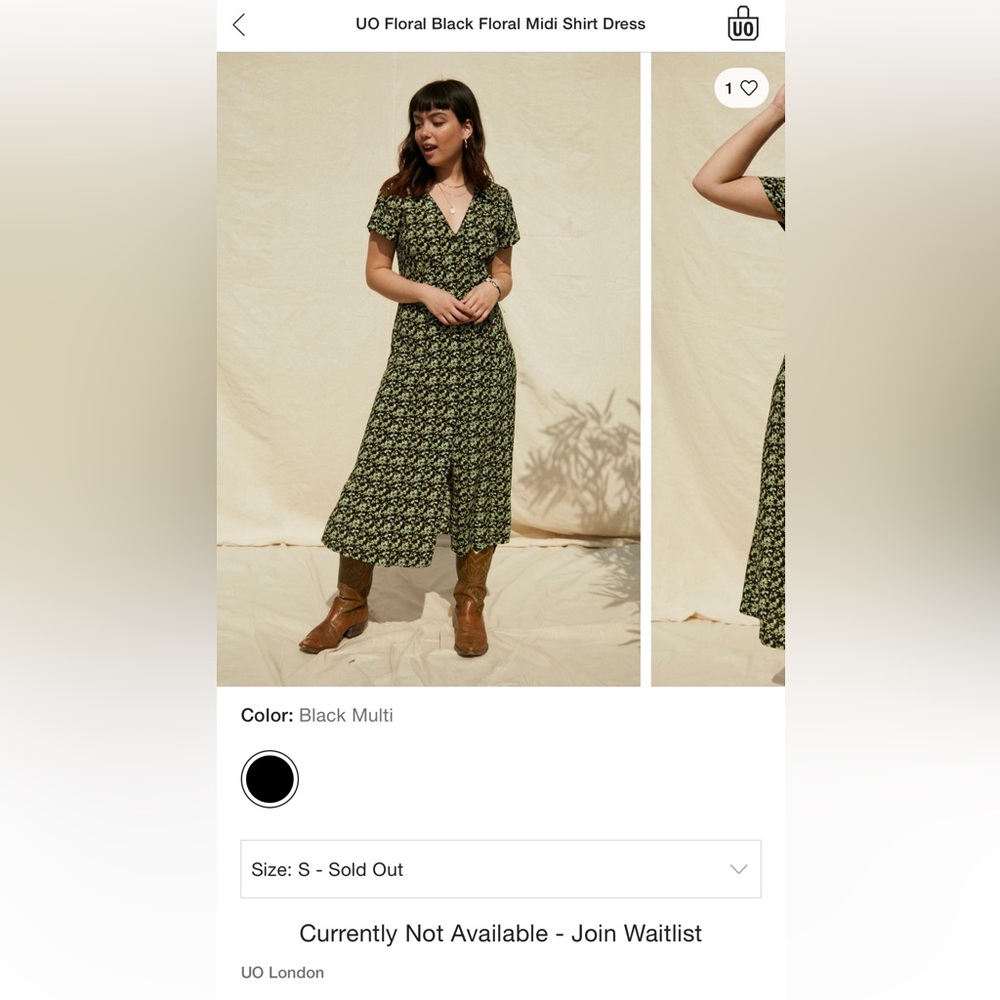 UO Floral Black Midi Dress